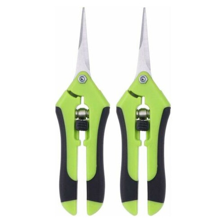 Set de 2 foarfece de gradinarit manuale din otel inoxidabil profesionale (verde)