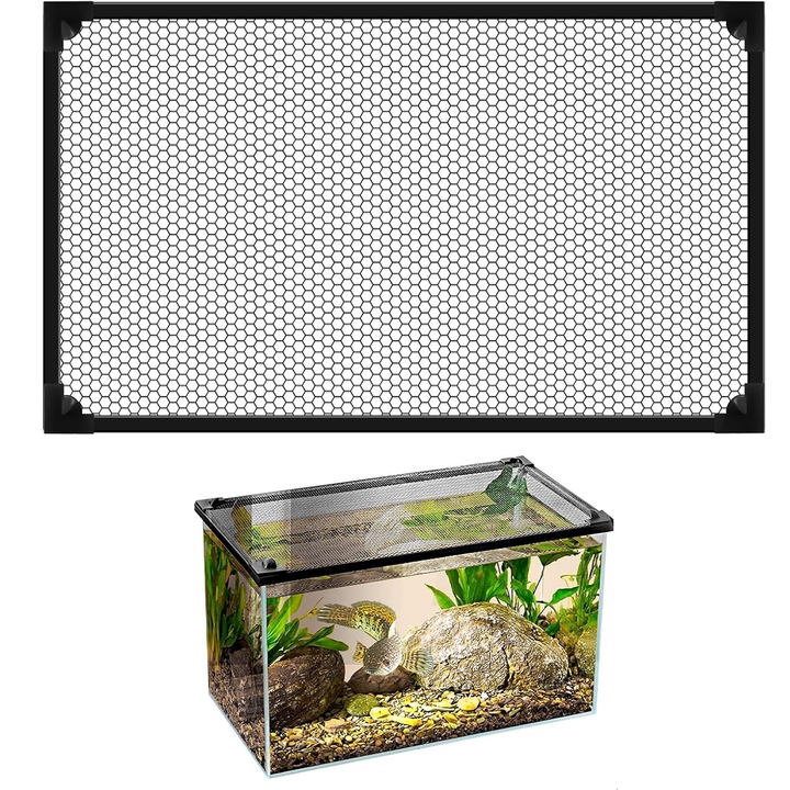 Mágneses háló akvárium-terrárium védelemhez 50x30cm fekete ellenálló