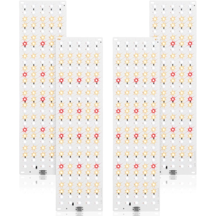 LED növényvilágítás, 4 panel, teljes spektrum, 20W, időzítő, többszínű, 50x50cm