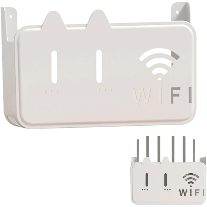 WiFi router tároló doboz, fali tartó, fehér, 30x15x10cm