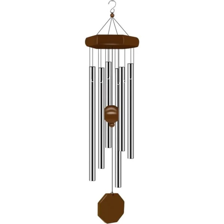 Clopotei de vant exterior, 6 tuburi metalice, sunet profund, 71x9.1cm