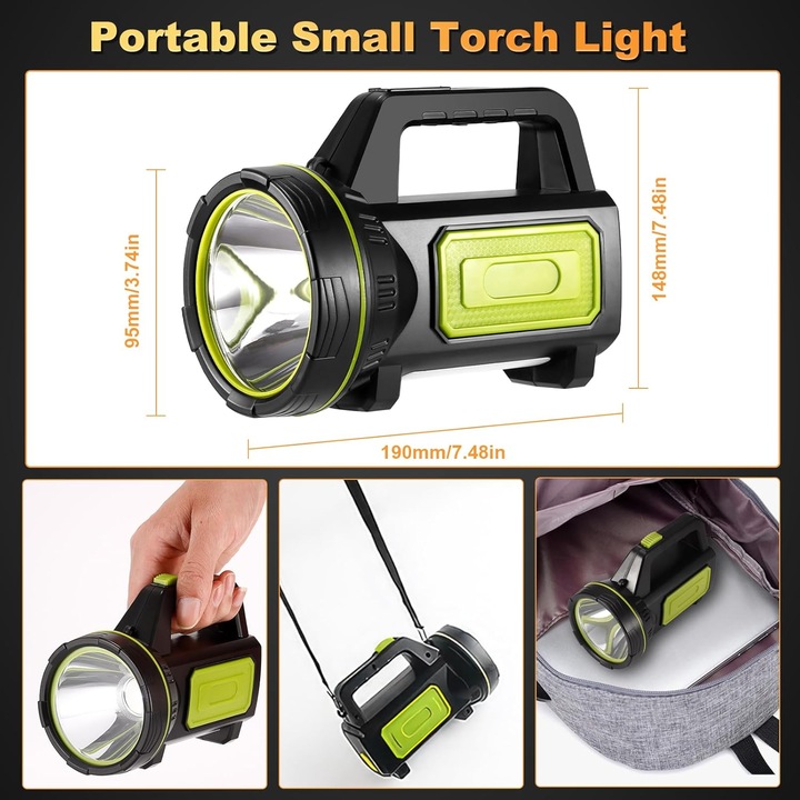 LED lámpa, 2 mód, 1000 lm, IPX5, 248g, hordozható, USB-ről tölthető