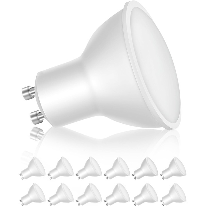 Set 12 becuri LED GU10, 3,5W, alb cald, 3000K, 420lm, 30.000h, clasa D