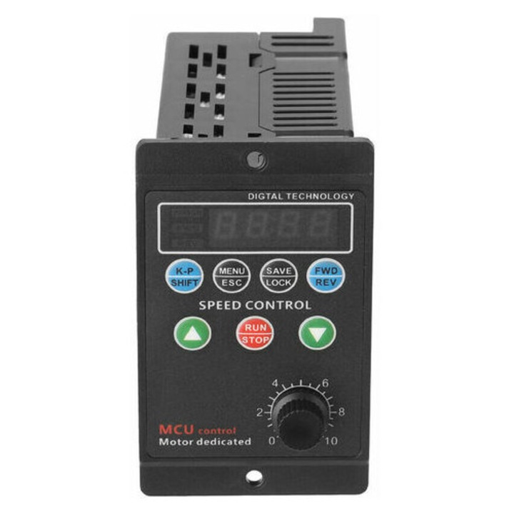 Egyfázisú frekvenciaváltó 220V háromfázisú motorhoz, digitális kijelző, 0.75KW, 100x60x113.5mm