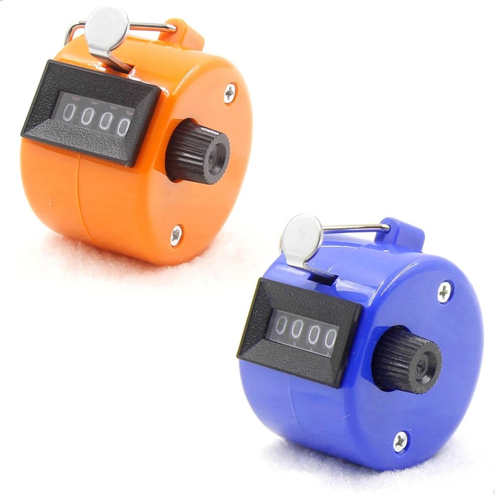 Kézi mechanikus számláló szett 2 db narancssárga kék 4,3x4,3x5,2cm 29g