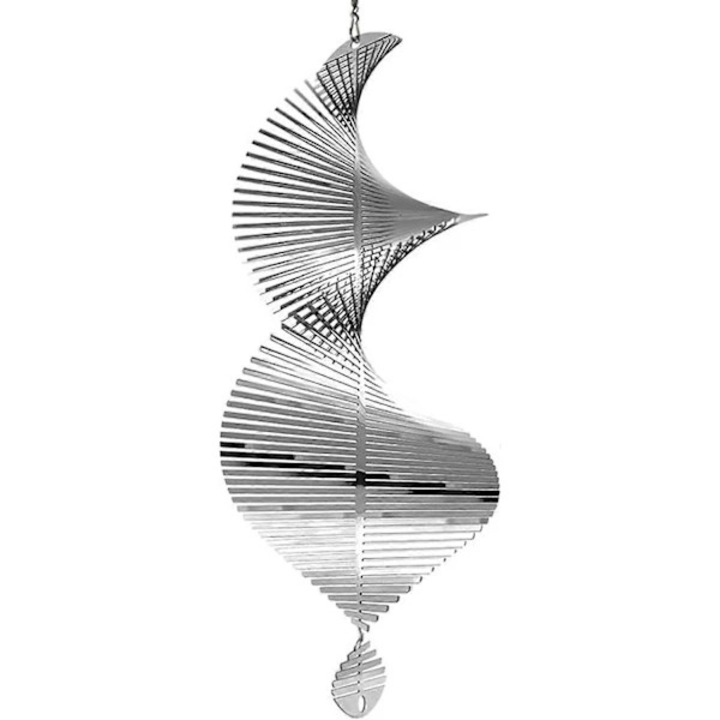 Kerti dekoráció spirál, rozsdamentes acél, ezüst, 39x13cm