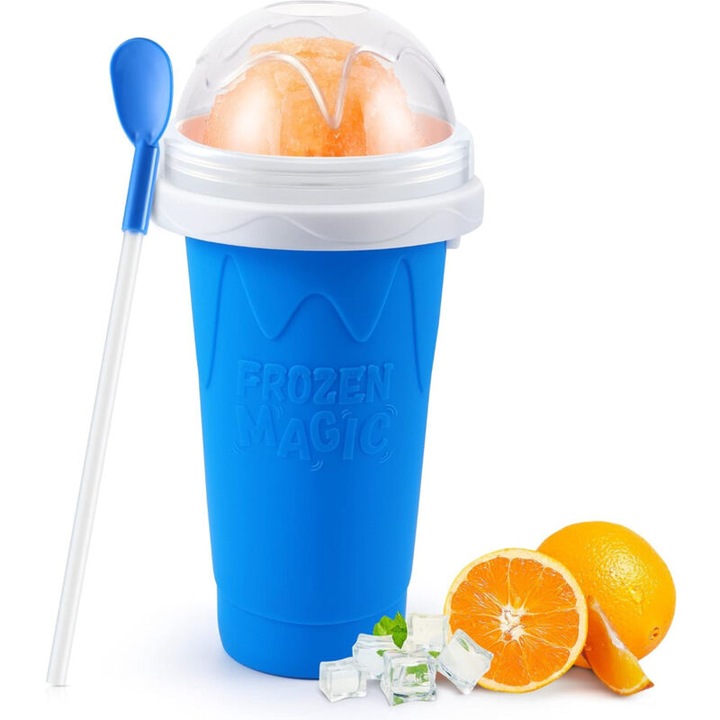 Smoothie pohár, szilikon, 500ml, kék, 22.5x12cm