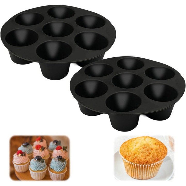 2 db szilikon muffin forma, 7 lyuk, 7 hüvelyk, többszínű