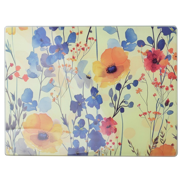 Tocator sticla Allesken Aria floral bej 40x30cm