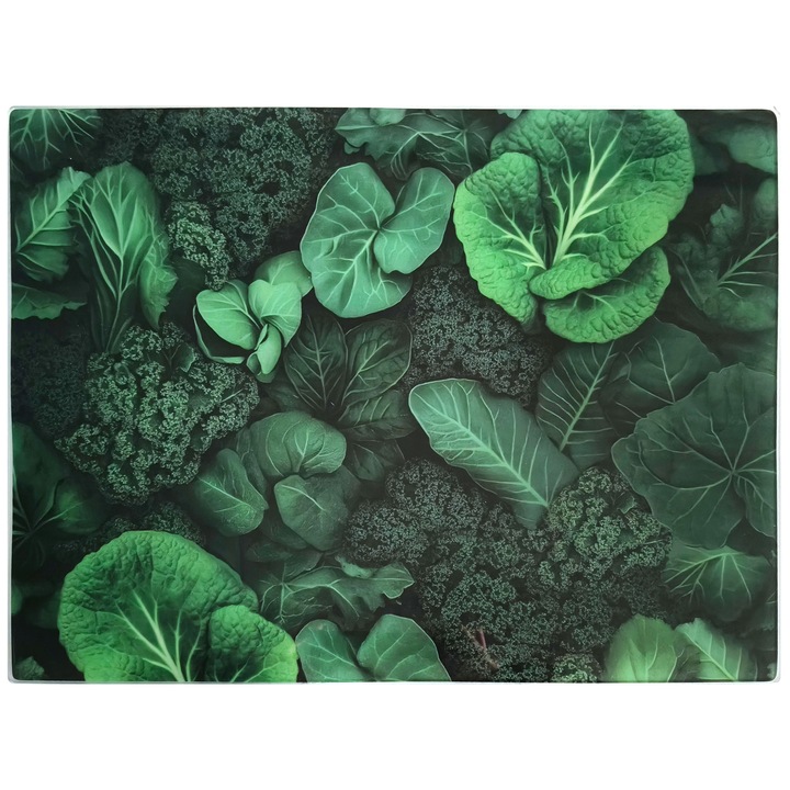 Tocator sticla Allesken Aria verde 40x30cm dreptunghi