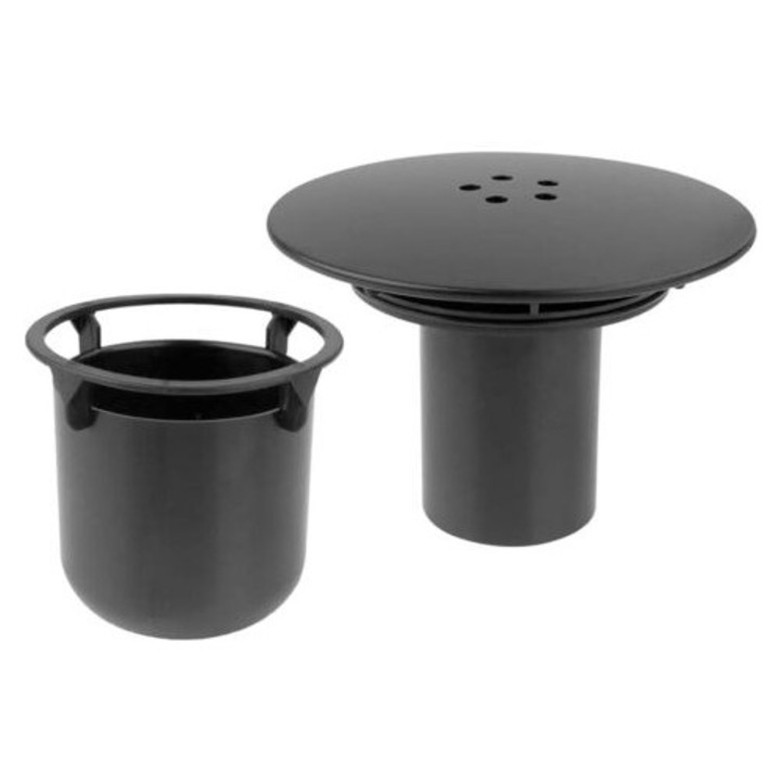 Capac scurgere dus, material PP, negru, 9.5x11.5x6.3cm