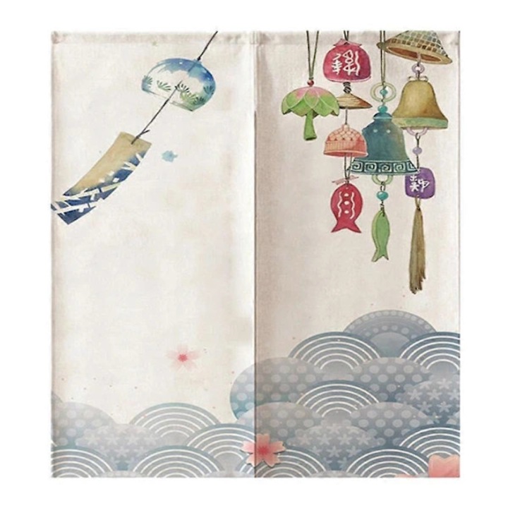 Japán mintás pamut ajtófüggöny 85x90cm kék