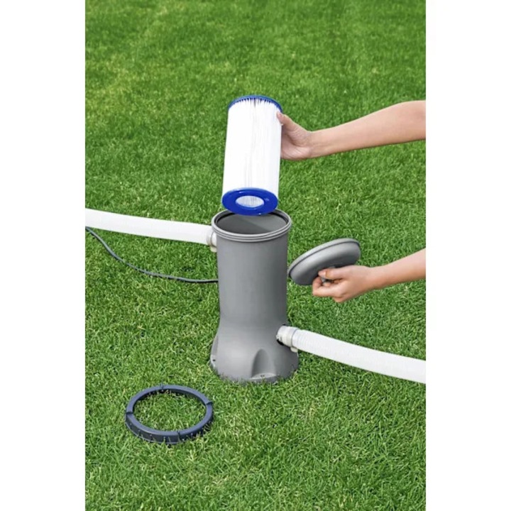 Cartus filtru pentru piscina (filtru cartus) III-A/C, compatibil cu pompe 110-120V si 220-240V, debit 2.006-5.678 L/h, usor de curatat, alb/albastru, 1 buc