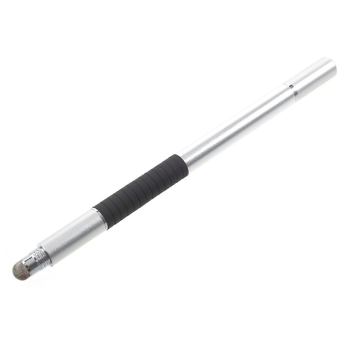 Stylus universal 3 in 1, transparent, negru, 14cm