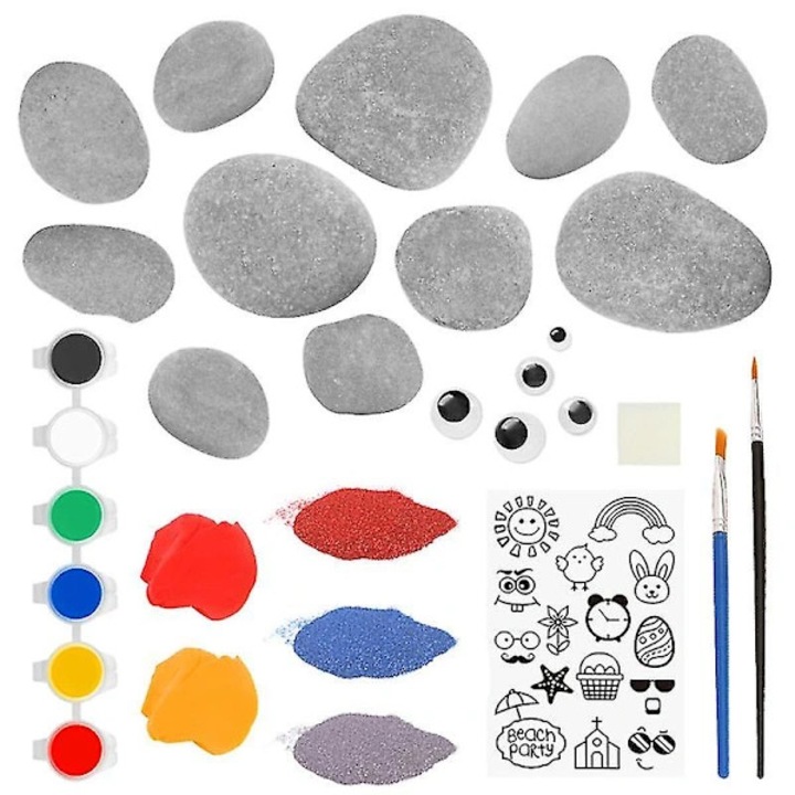 Set pictura pe pietre copii, creativitate, multicolor, 6x4x1cm