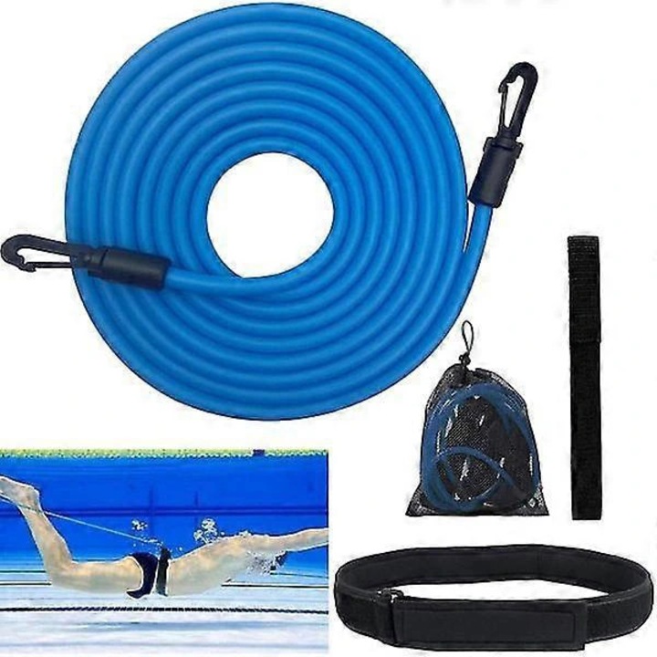 Centura de inot ajustabila, 4m, albastru, set antrenament inot