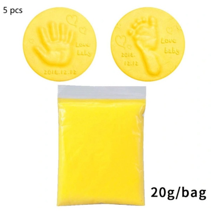 Set 5 amprente maini si picioare bebelus lut natural galben 20g