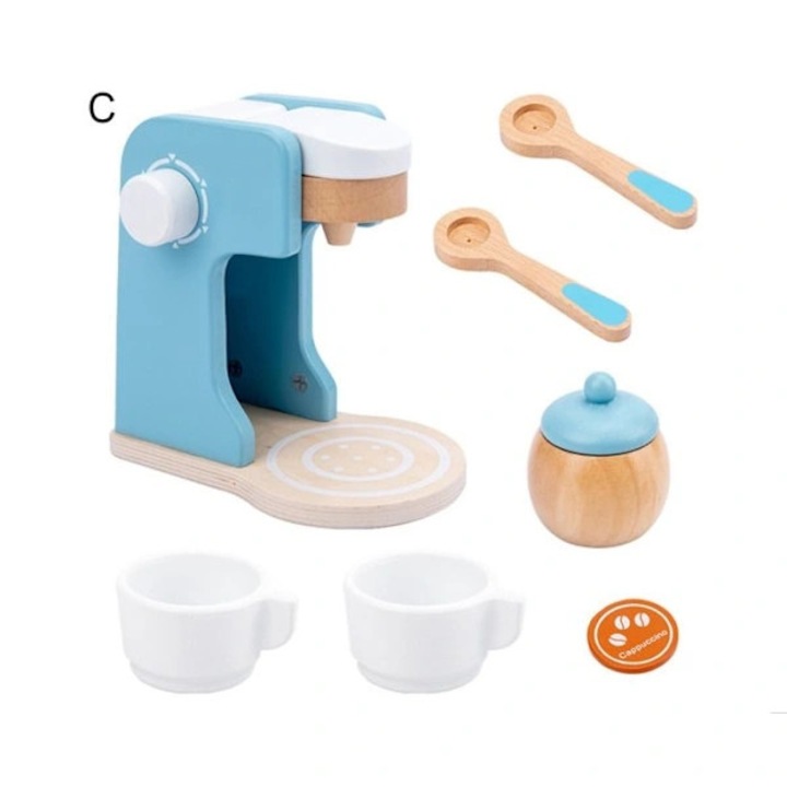 Set jucarii bucatarie lemn toaster mixer cafetiera storcator multicolor 15x14x8.5cm