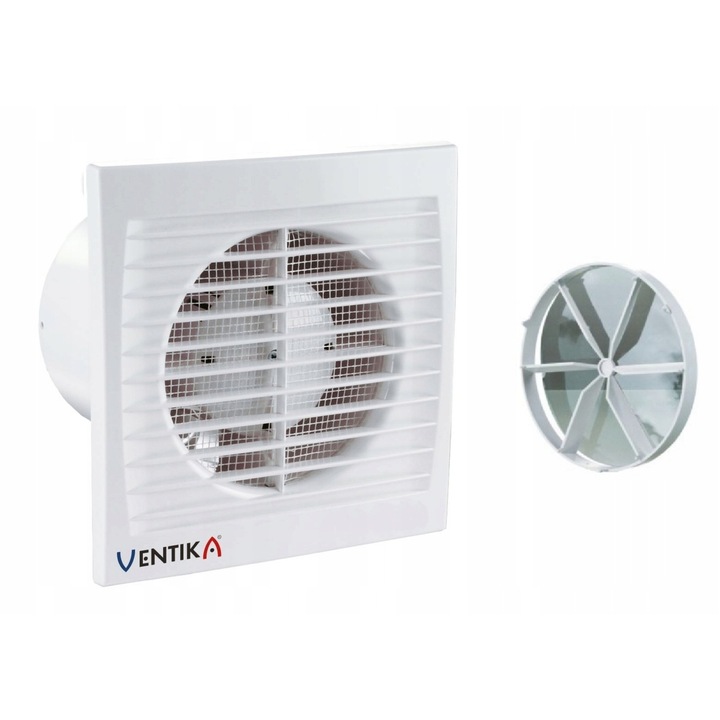 Ventilator Baie Ventika SUBTIL D 100S WC, 100 mm, Cu Temporizator, Clasa Energetica A++, Alb, PVC