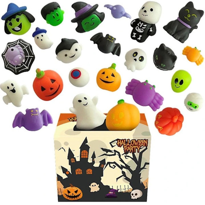 Set 24 jucarii squishy Mochi Halloween multicolor pentru copii si adulti, 24 buc