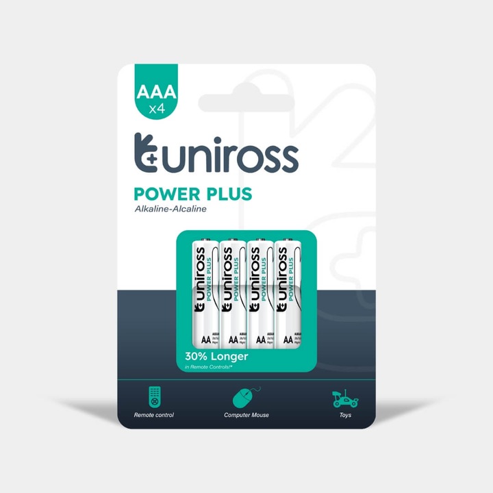 Uniross Power Plus 1, 5V AAA (LR03) alkáli tartós mikroceruza elem 4db/csomag