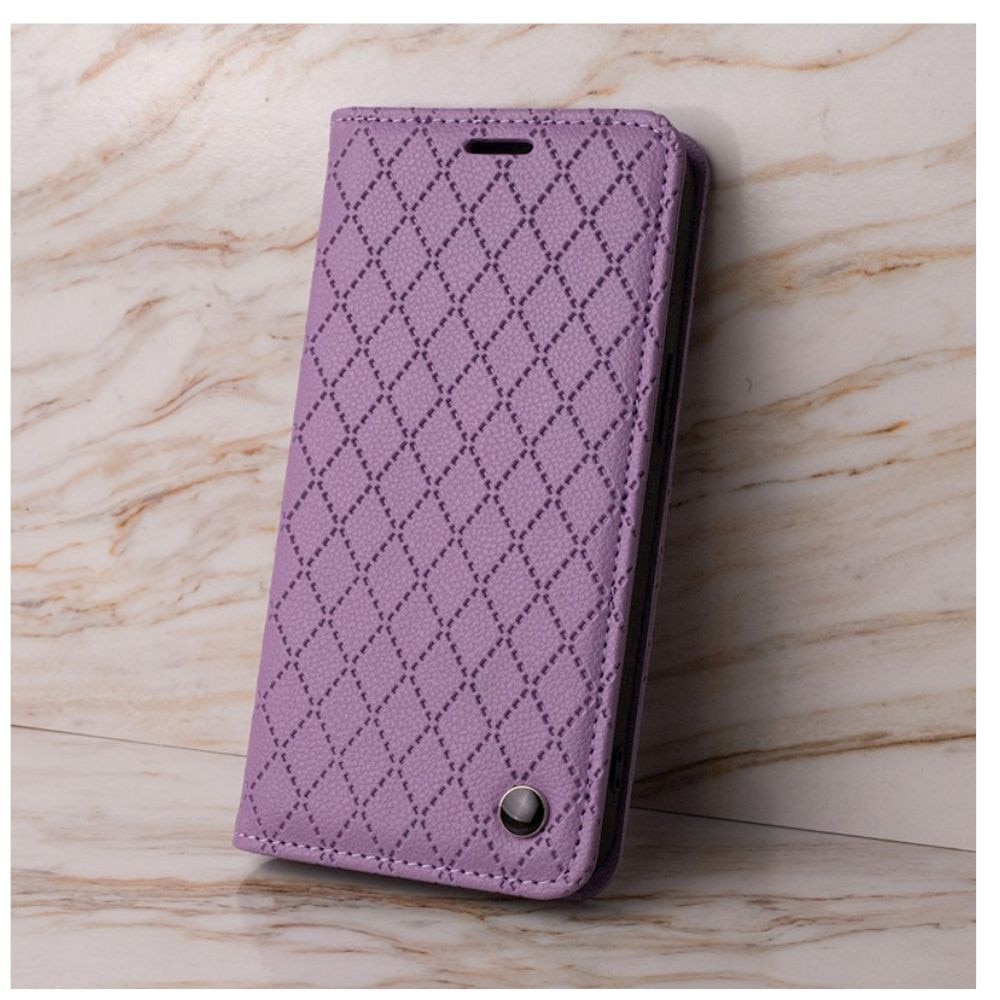 Husa tip carte, Carouri, Eleganta, compatibila cu Xiaomi Redmi Note 15 Pro 5G, G-Tech Flip Book, inchidere magnetica, buzunar card, premium stand, Lavanda