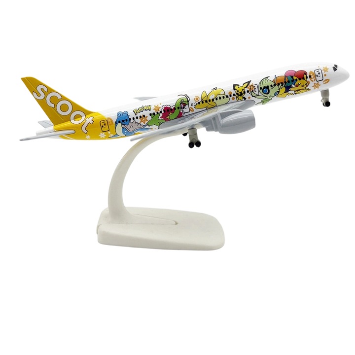 Repülőgép modell állvánnyal, 20cm, többszínű
