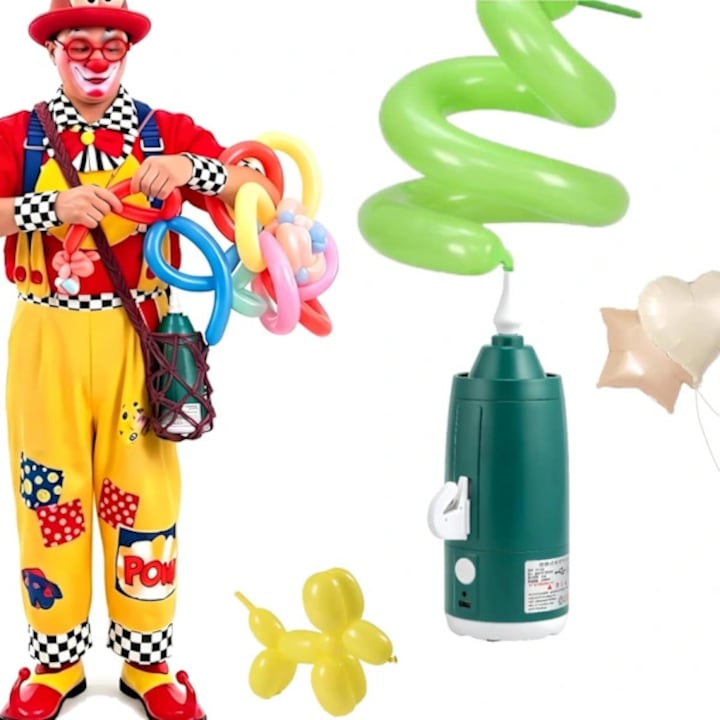 Léggömb felfújó pumpa, hordozható, újratölthető, vezeték nélküli, könnyű, kompakt, fekete
