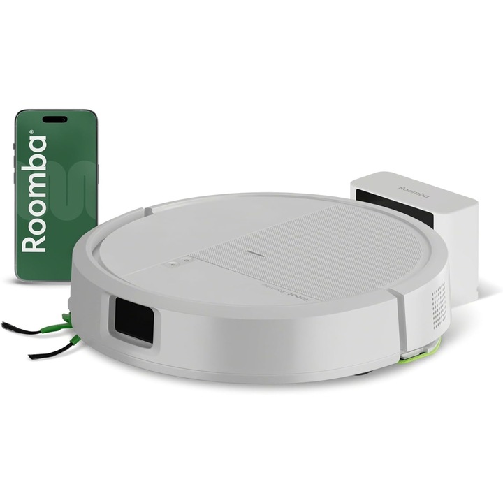 iRobot Roomba® 115 Combo – Robot aspirator si mop, putere de aspirare 15.000 Pa, perii si laveta de mop incluse, navigatie cu tehnologie ClearView™ LiDAR, alb