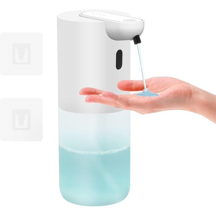 Automata folyékony szappan adagoló 400ml, szenzoros, 4 szint, fali rögzítés, USB-C, IPX4, fehér