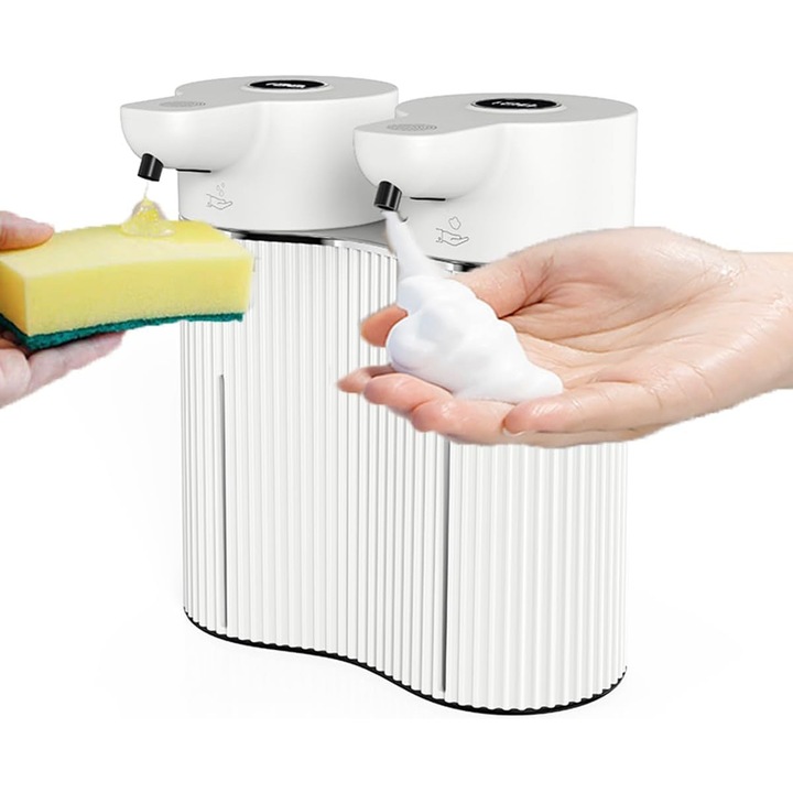 Automata hab- és folyékony szappanadagoló 2x400ml fehér 1200mAh 4 állítható szint