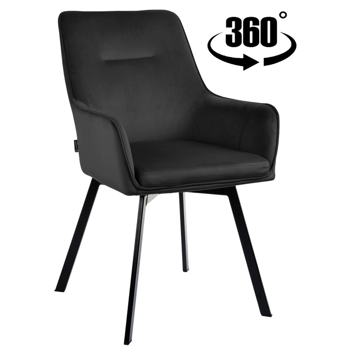 Офис стол ExitoDesign SWEN черен велур 55x63x87см въртящ се