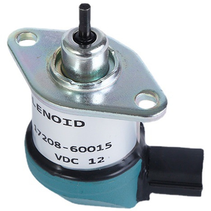 Solenoid oprire carburant 12V, compatibil Kubota, gri metalic, 75x32mm