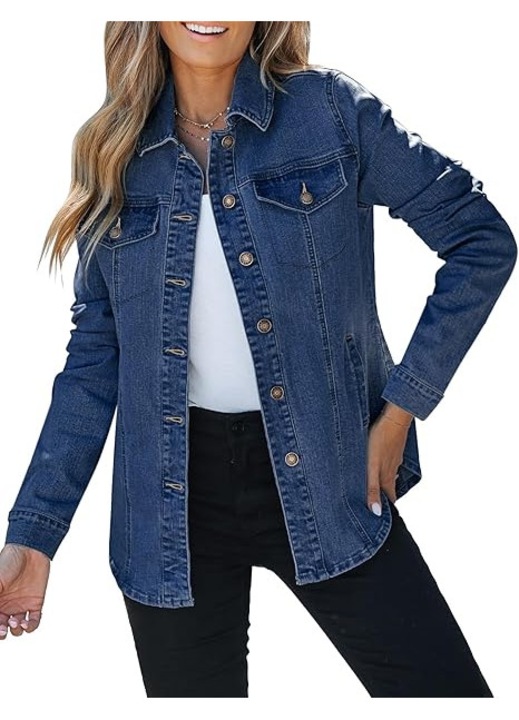 Jacheta usoara din denim, de primavara pentru femei, respirabila, Albastru, Albastru