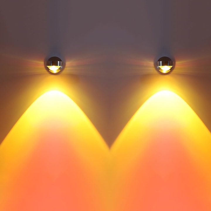LED плафонна лампа, комплект от 2 броя, регулируема, сребриста, 10x4.1x7 см