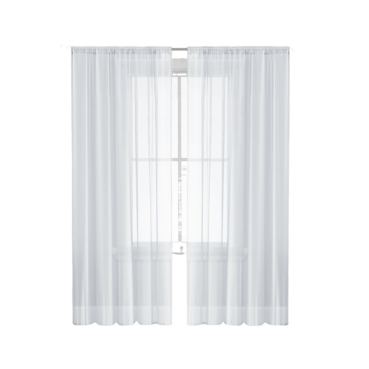 Féláttetsző voile függöny szett 2 db, fehér, 80x200cm