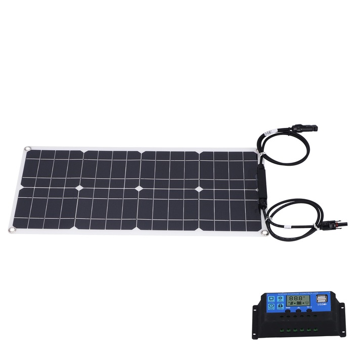 Panou solar monocristalin 25W cu controler de incarcare 30A, portabil, eficient