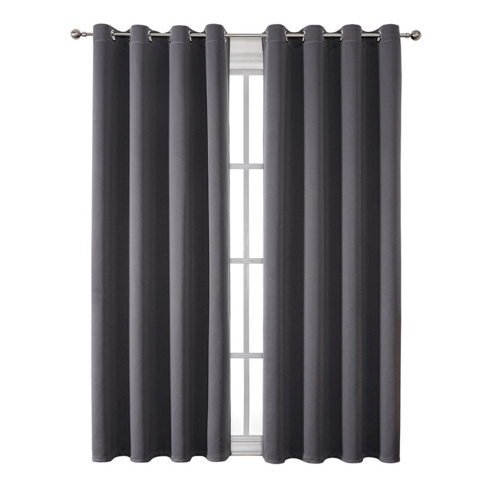Blackout függöny, hőszigetelő, antracit, 254x213cm, 1 panel, extra széles