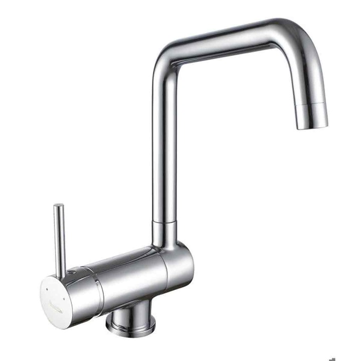 Baterie bucatarie cu pipa rabatabila si pivotanta, crom, gri, 220mm