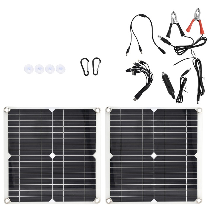 Sistem portabil incarcare solara 15W panou flexibil set 2 bucati