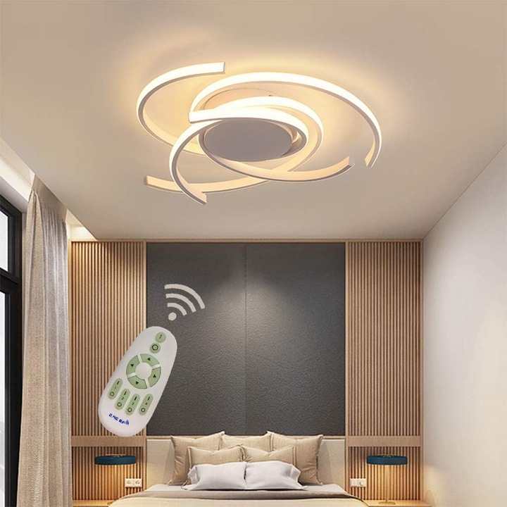 Lustra LED moderna, cristal, reglabila, baza inoxidabila, alb, dimensiuni variabile