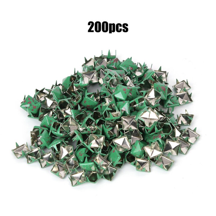 Négyzet alakú fém szegecsek 9mm, 200 db-os készlet, többszínű