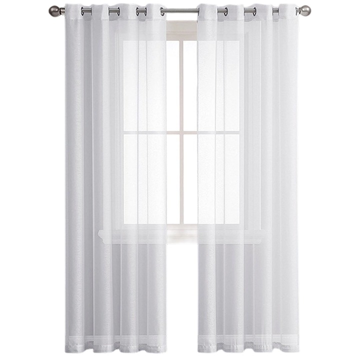 2 db voile függöny szett, félig átlátszó, fehér, 137x241cm