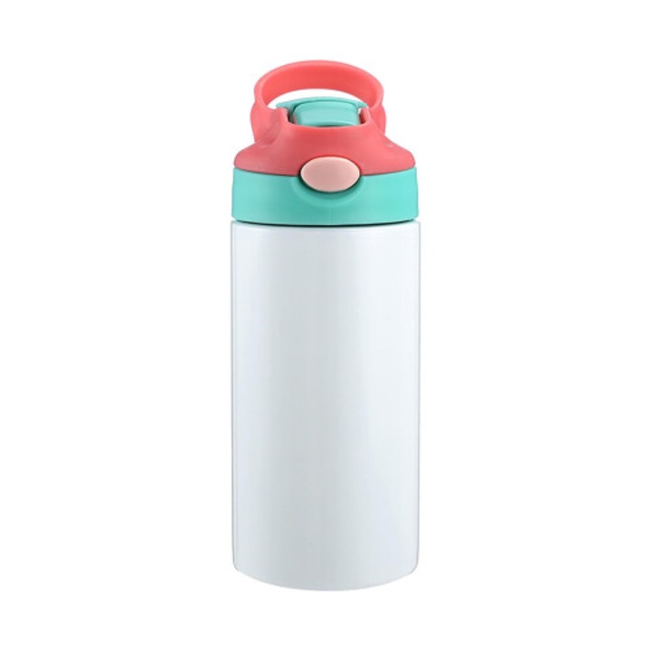 Детска бутилка за вода, 12oz, неръждаема стомана, термос, бяла, 360ml