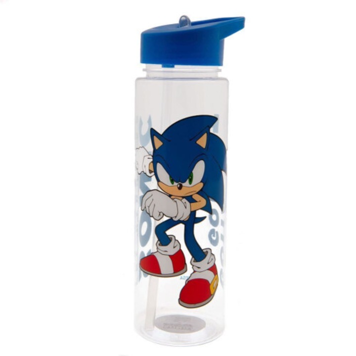 Sonic The Hedgehog műanyag kulacs, 700ml, átlátszó, 23x7cm