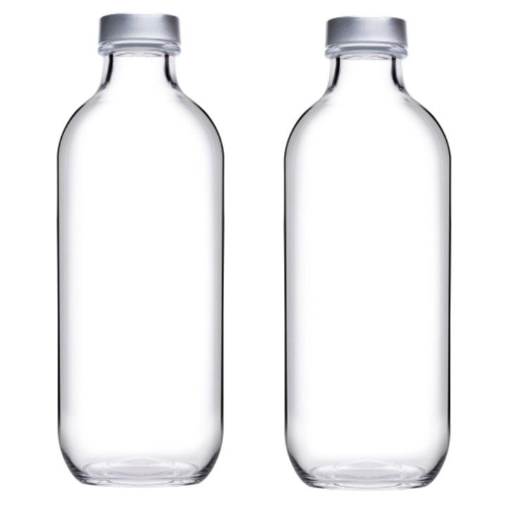 Sticla apa reutilizabila OEN Iconic 360ml transparenta cu capac filetat set 1/2/6 buc 17x6cm
