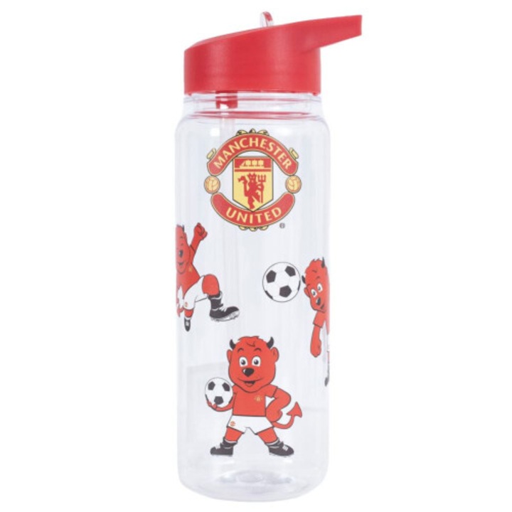 Детска бутилка за пиене, Manchester United, талисман, червена, 21x7см, 600мл
