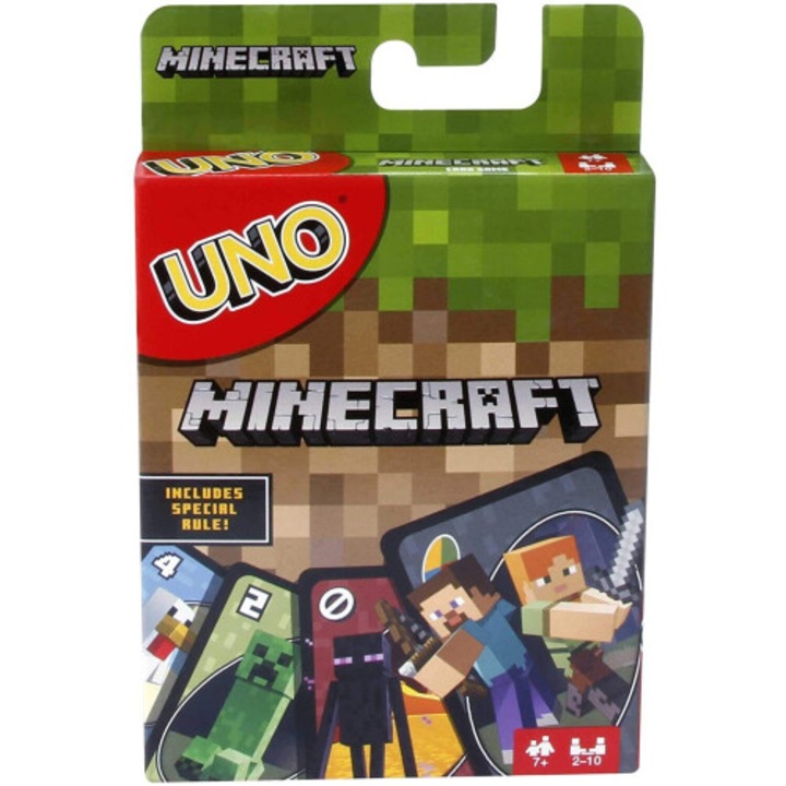 Minecraft Poker UNO társasjáték, 112 kártya, többszínű, 14.5x9.5x3cm