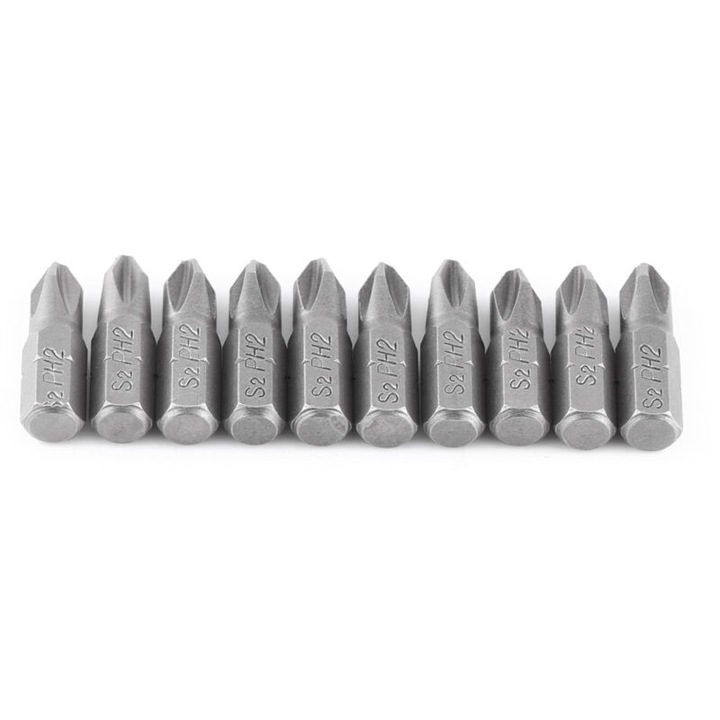Set 10 capete surubelnita PH2 magnetice 25x6.35mm, otel S2
