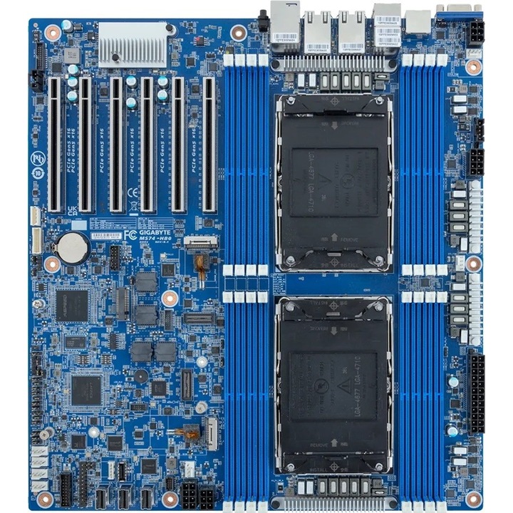 Дънна платка Gigabyte MS74-HB0, 2x LGA4710 Intel Xeon, 16x DIMM, 3x SlimSAS, 2xM.2, 2x10Gbe, E-ATX